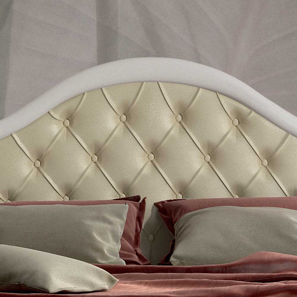 Elegantes Designerbett Jedvila in Weiß mit Blattgold verziert