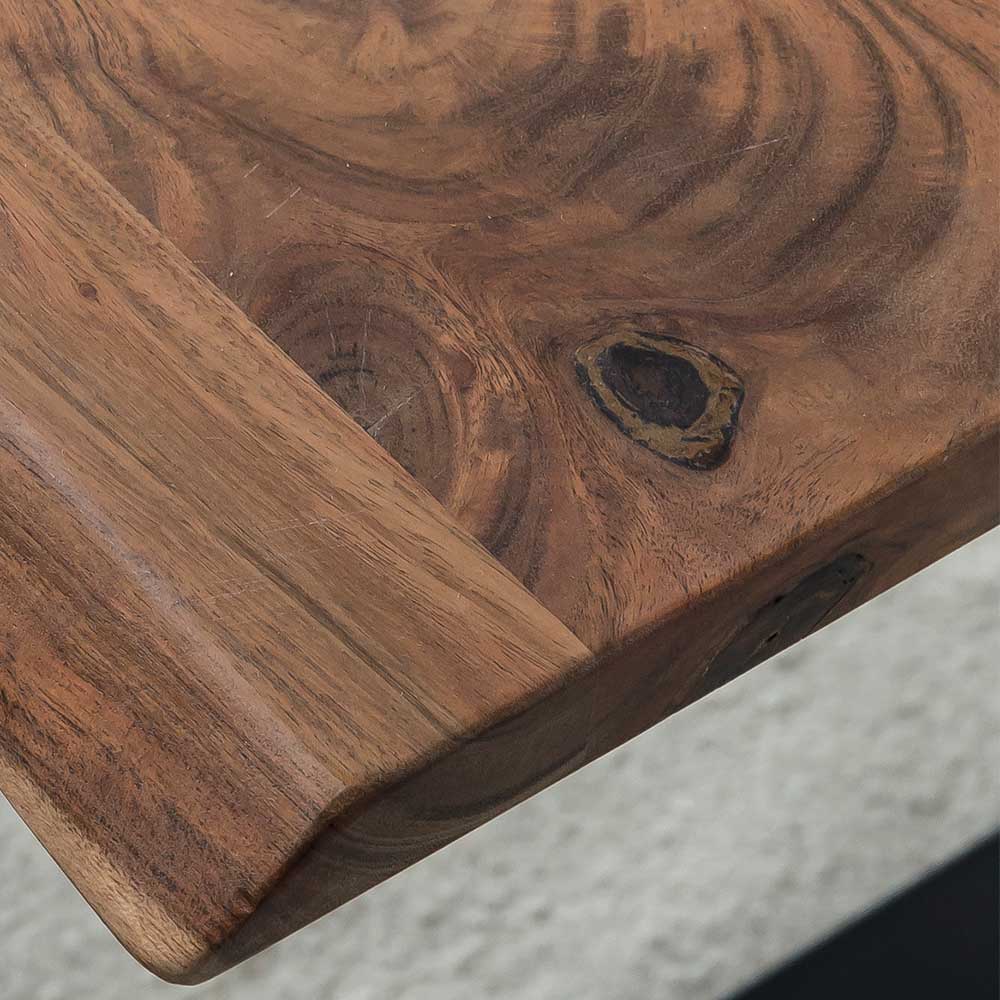 Baumkantentisch Larencina aus Akazie Massivholz und Metall modern