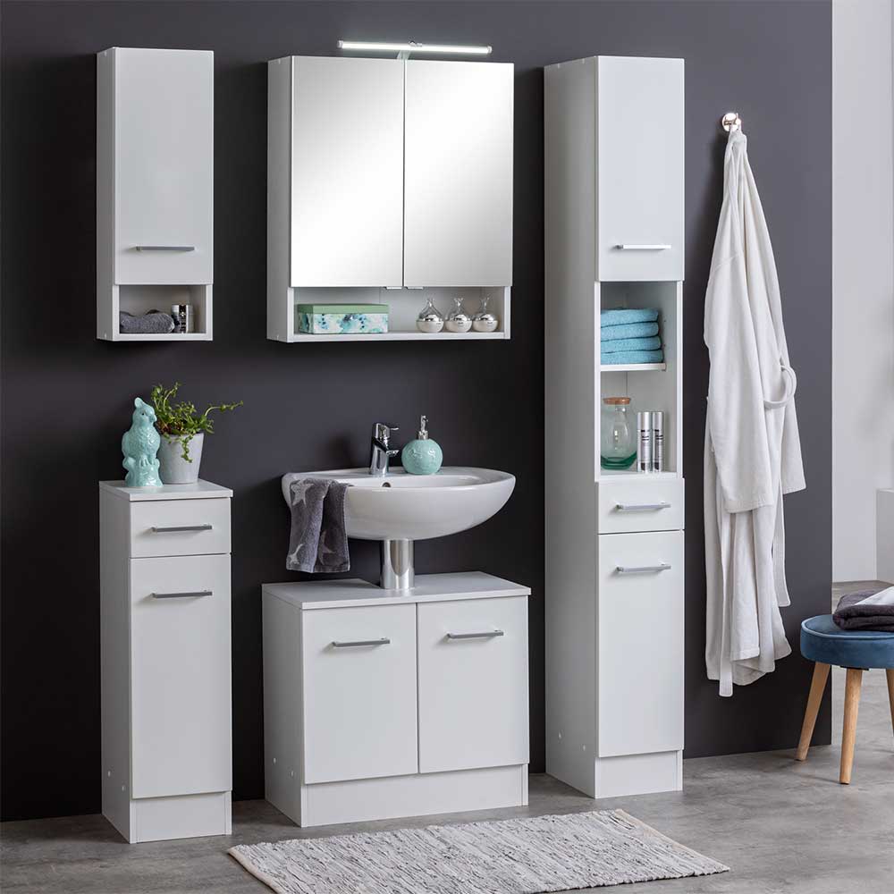 Badezimmer Möbel Set Vadoria in Weiß 110 cm breit (fünfteilig)