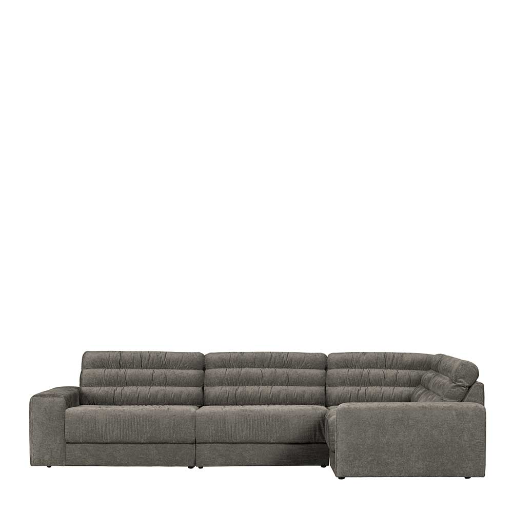 Moderne Wohnzimmer Couch Tulima aus Strukturstoff Grau mit Armlehnen