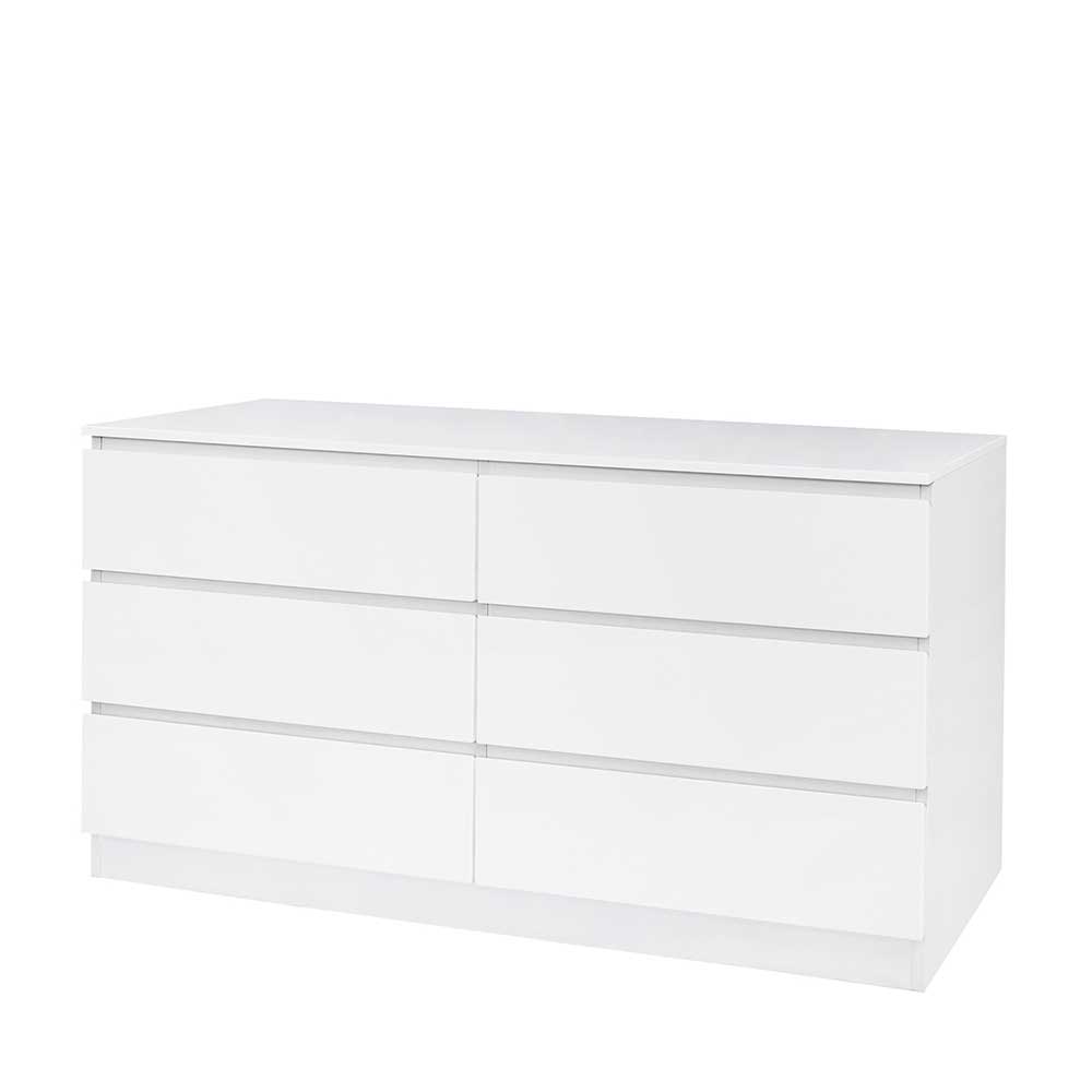 Esszimmersideboard Vindo in Weiß mit sechs Schubladen