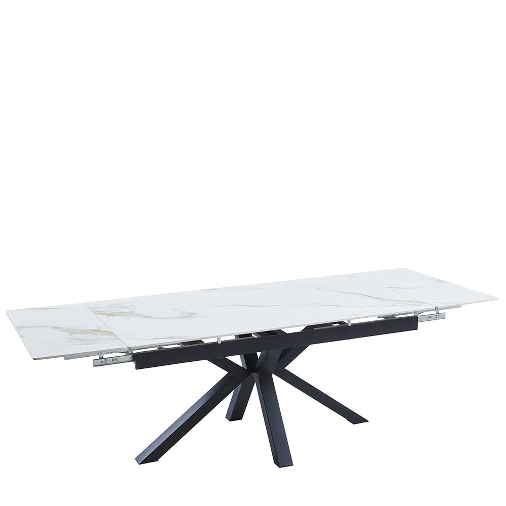 Esszimmer Tisch mit Auszug Pelicano aus Sinterstein und Metall