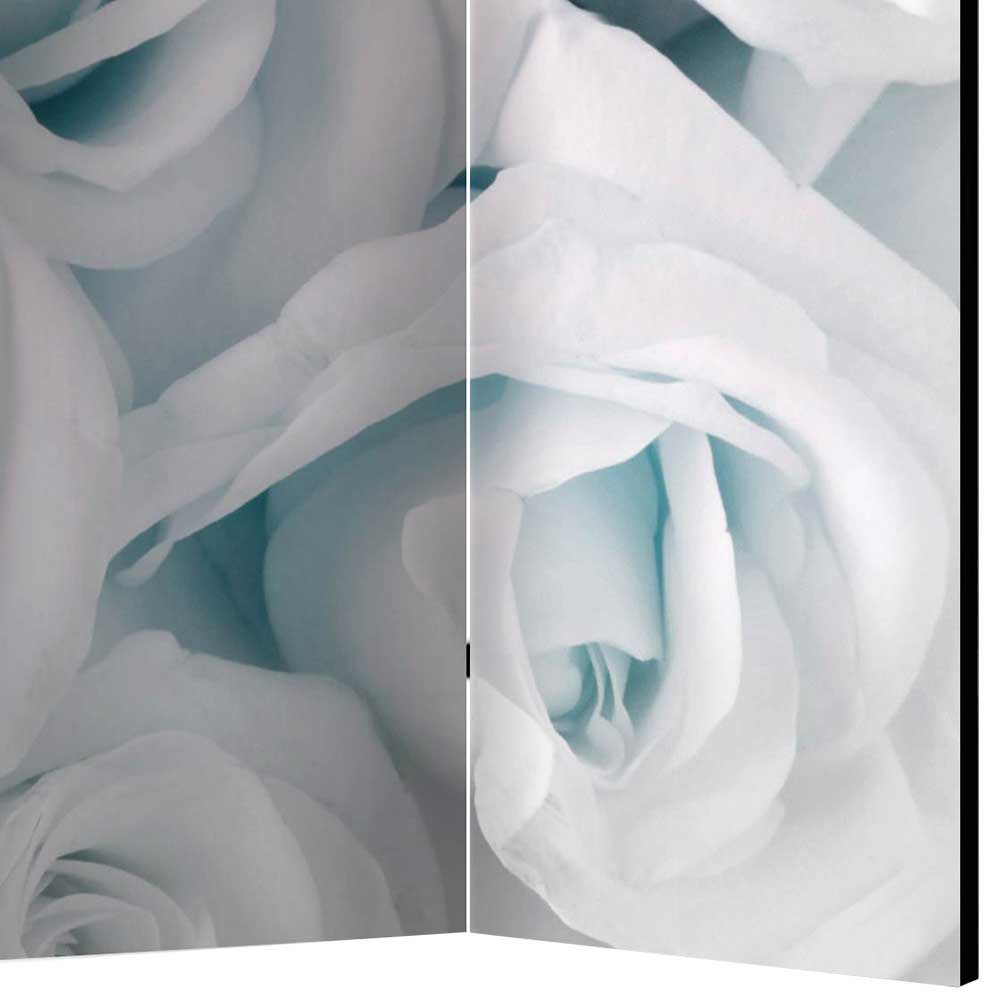 Paravent Blumen Lejandro in Hellblau und Weiß mit Rosen Motiv