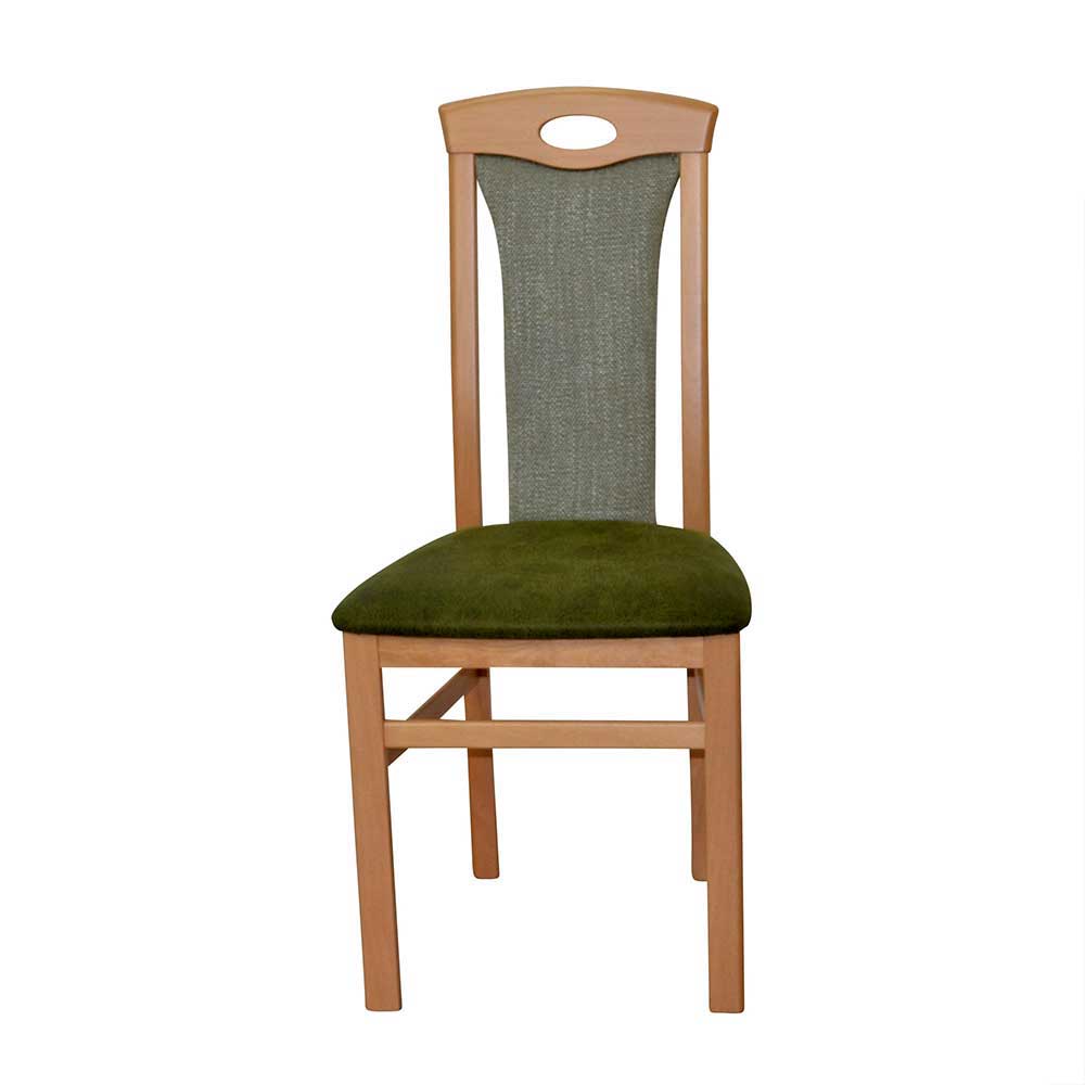 Ausziehtisch mit Stühlen Relindo in Buchefarben und Grün (fünfteilig)