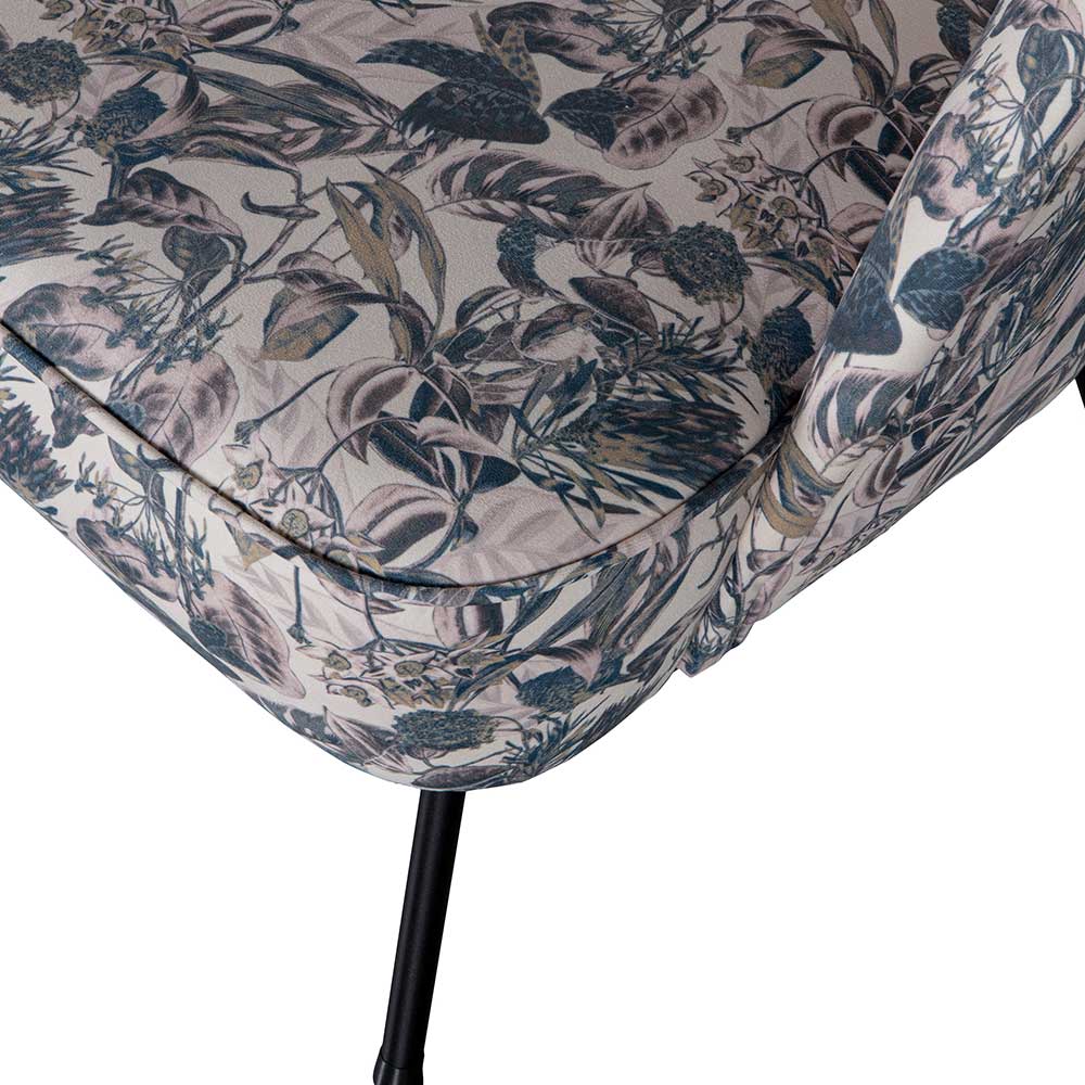 Mehrfarbiger Lounge Sessel Blagina im Retrostil mit Blätter Muster