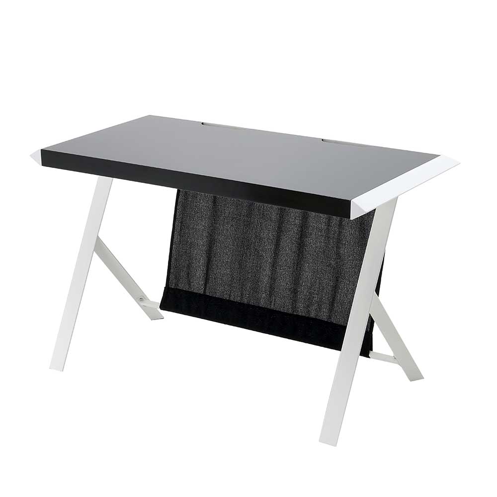 Schreibtisch Zandras in Weiß Schwarz mit Knieraumblende