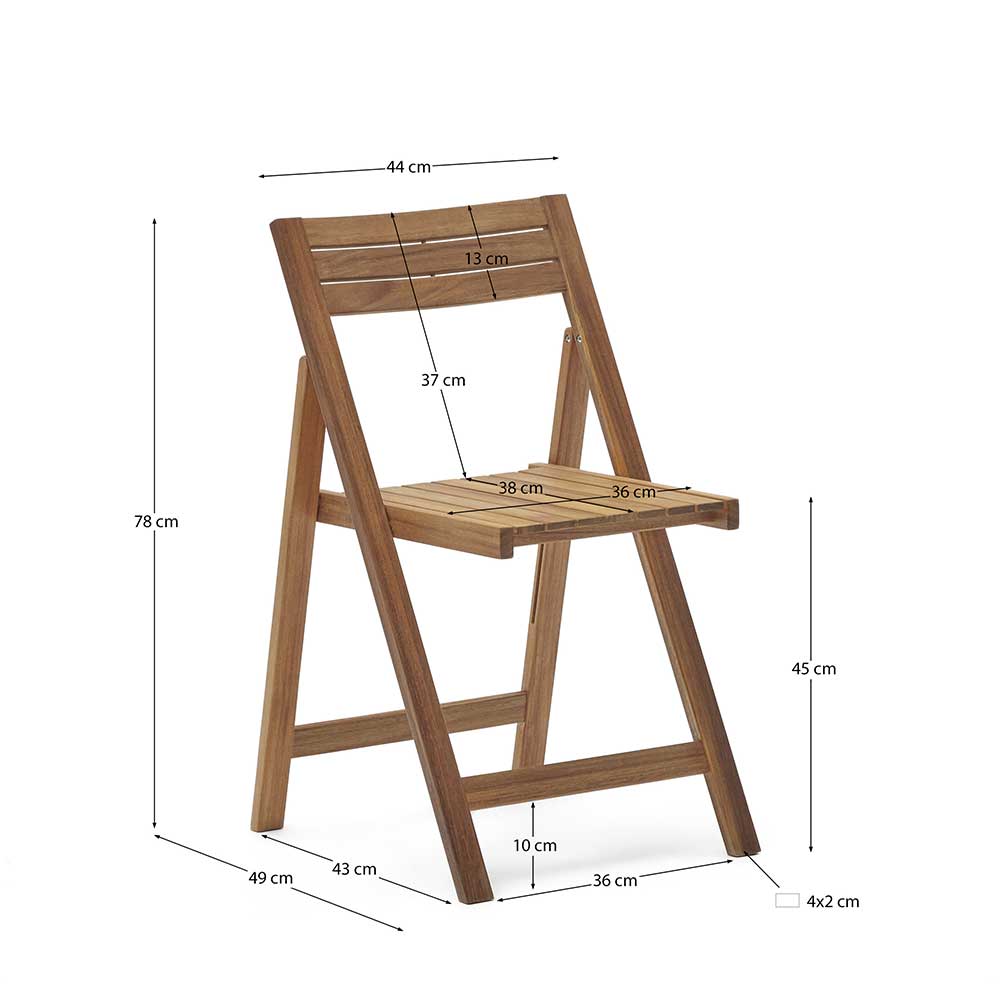 Gartenklappstuhl Set Charisse aus Akazie Massivholz 45 cm Sitzhöhe (2er Set)