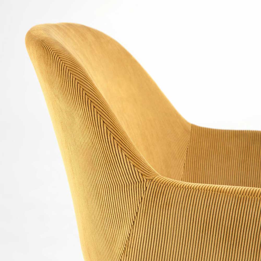 Esstisch Stühle Kyleca in Gelb und Schwarz mit Cord Bezug (4er Set)
