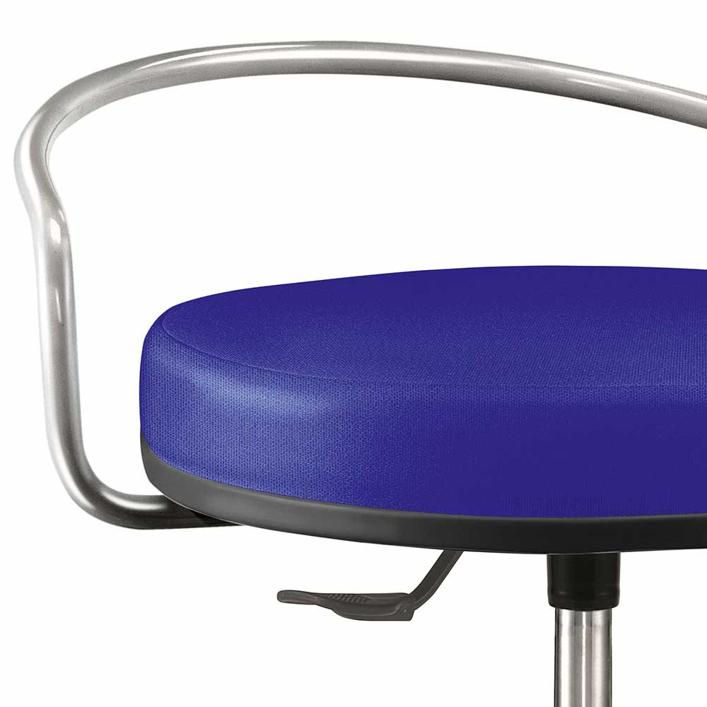 Höhenverstellbarer Sitzhocker Crystono in Blau Webstoff mit Rollen