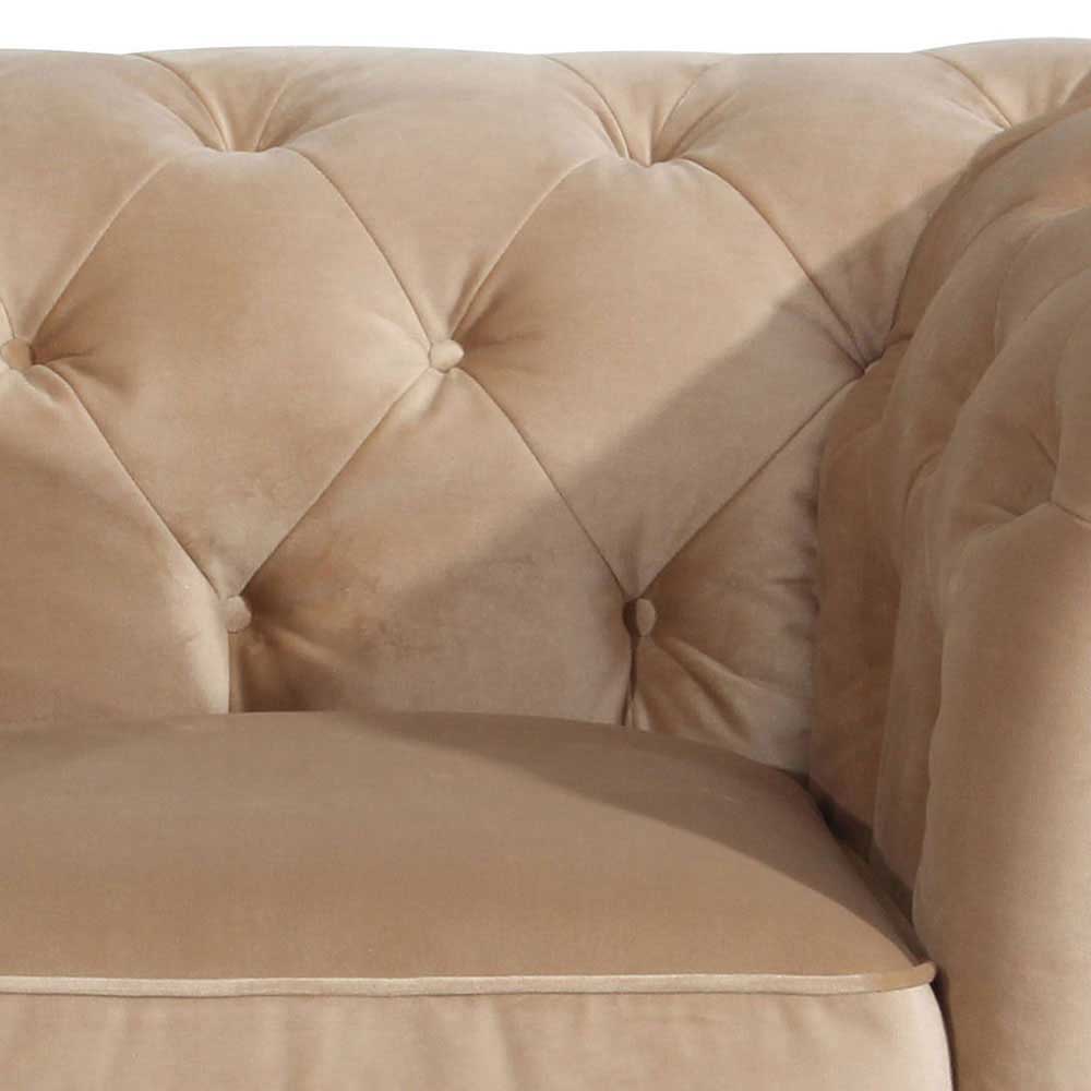Hochwertige Couch Jano aus Samtvelours im Chesterfield Look