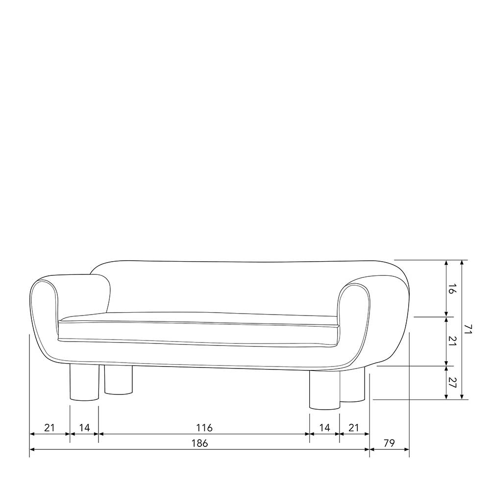 Skandi Design Couch Galadira in Beige mit Chenille Bezug