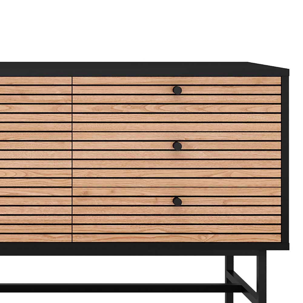 Sideboard Jacrella in Schwarz und Eichefarben im Skandi Design