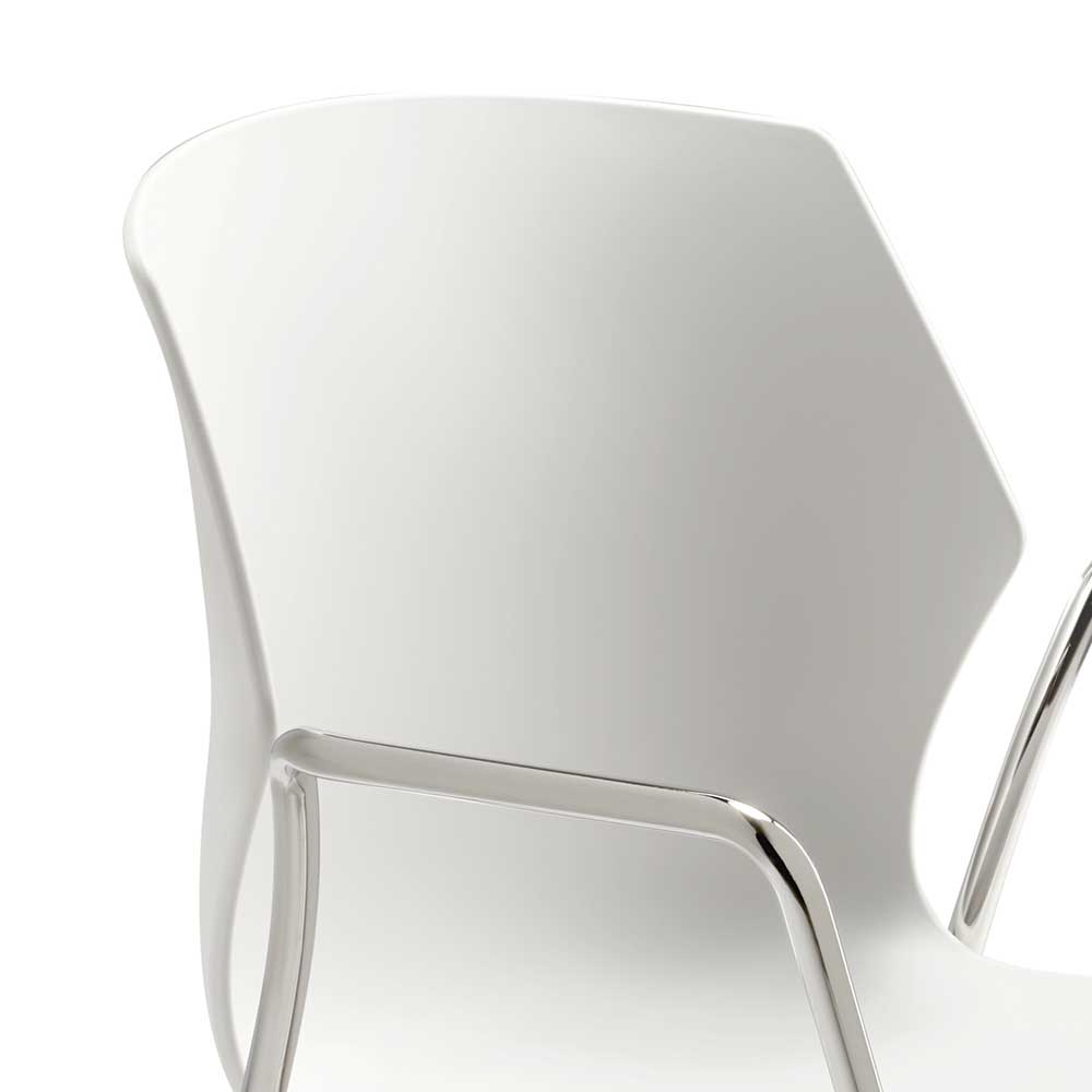 Weißer Kunststoff Stuhl Liazuria mit Armlehnen Made in Germany