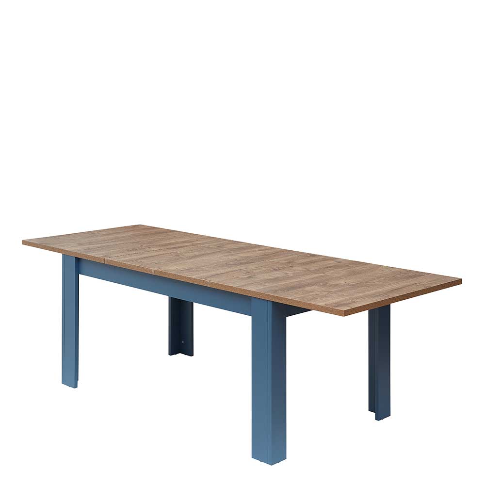 Ausziehbarer Esszimmer Tisch Fanci in Eiche dunkel und Blau im Landhausstil