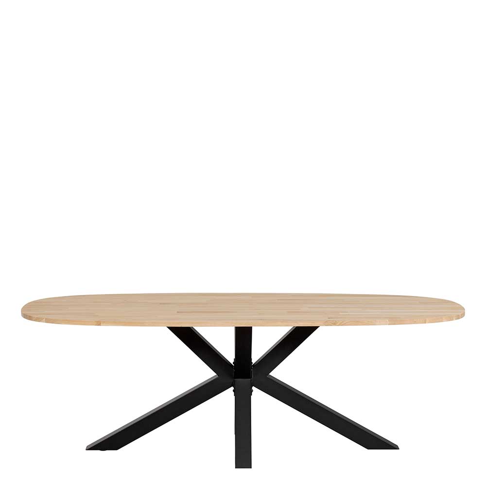 Tisch Esszimmer oval Aretica aus Eiche Massivholz mit Spider Gestell