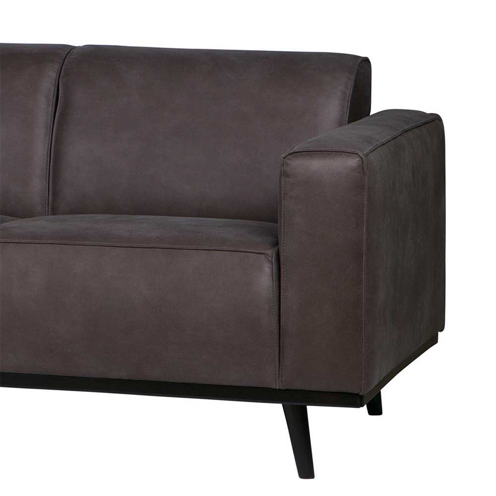 Retro Couch Widama in Dunkelgrau Recyclingleder 280 cm breit