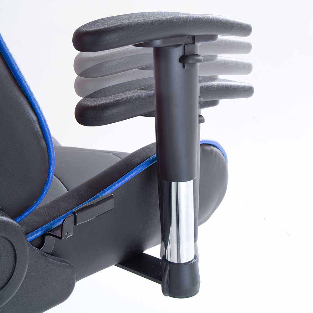 Schreibtischstuhl Isalyda in Schwarz Blau mit verstellbaren Armlehnen
