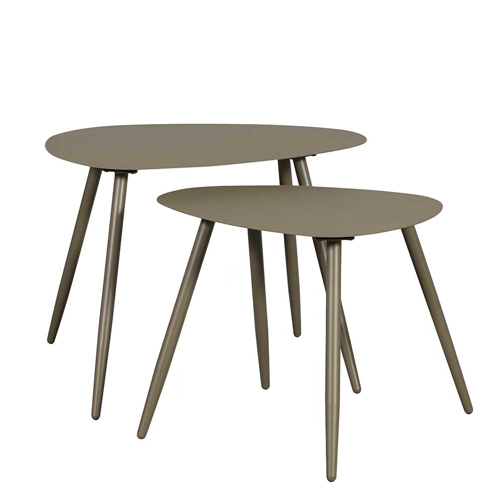 In- und Outdoor Tisch Nora in Graugrün aus pulverbeschichtetem Metall