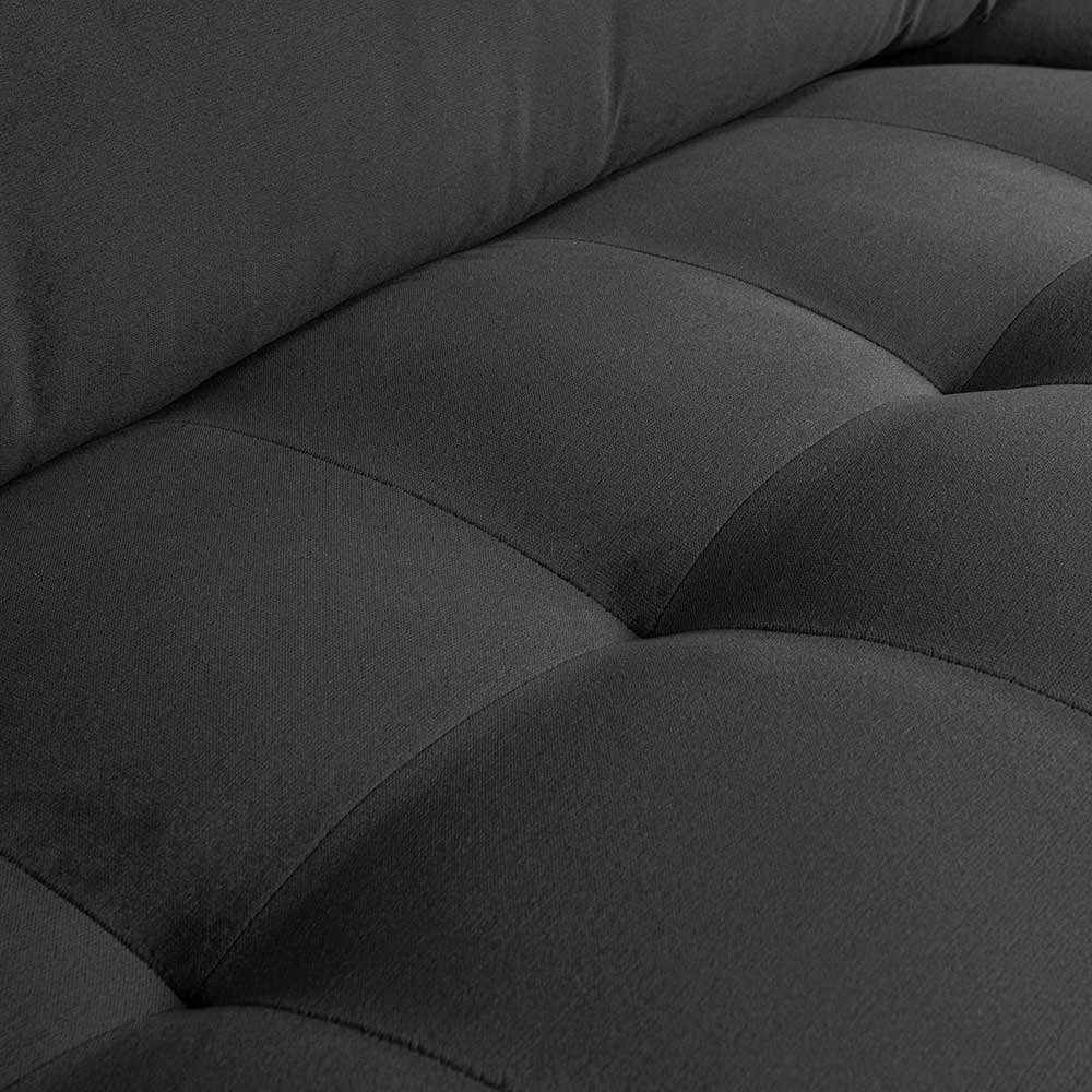 Samt Dreisitzer Sofa Casilla in Anthrazit 275 cm breit