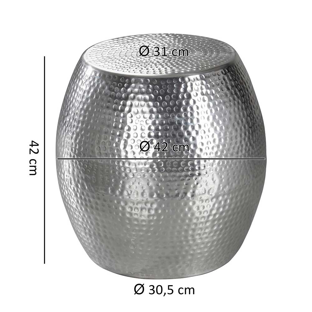 Anstelltisch Novalgic aus Aluminium in Hammerschlag Optik