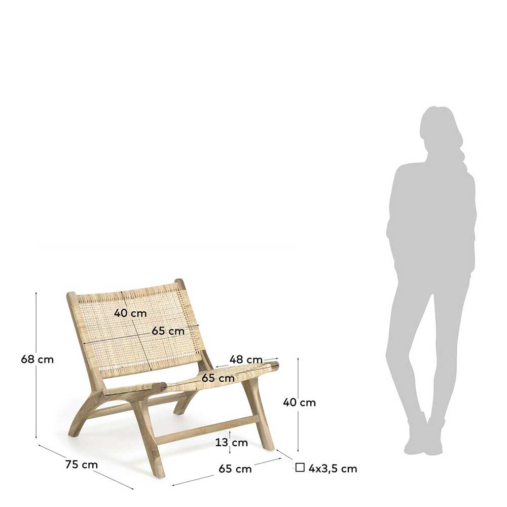 Loft Sessel Ikba aus Teak Massivholz und Rattan
