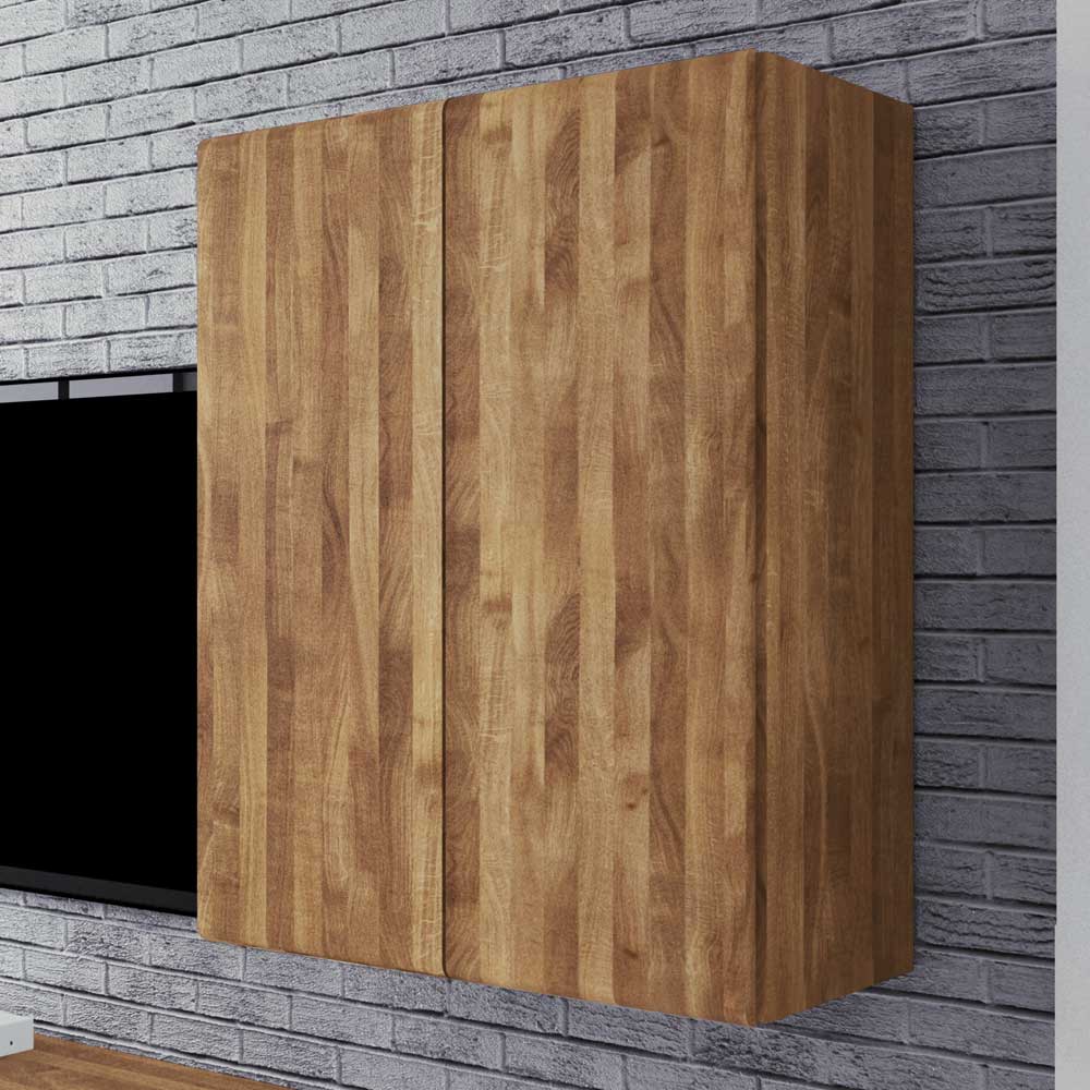 Wohnzimmer Hängeschrank Sascora aus Wildeiche Massivholz 80 cm breit