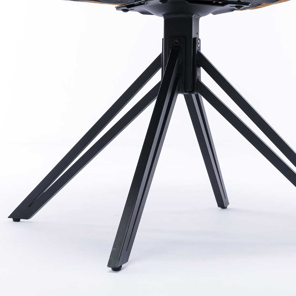 Esstisch Stühle drehbar Romain aus Velours und Metall (2er Set)