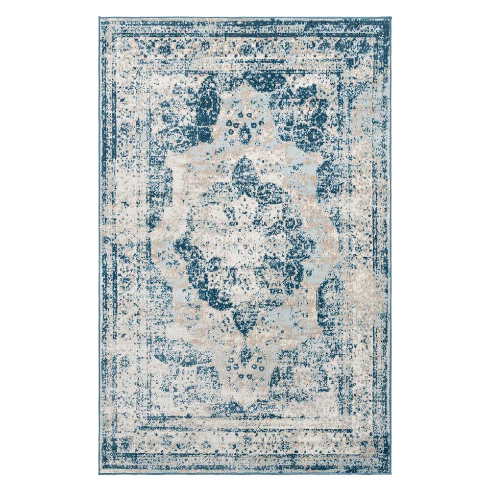 Vintage Teppich rechteckig Varina in Hellblau und Cremefarben