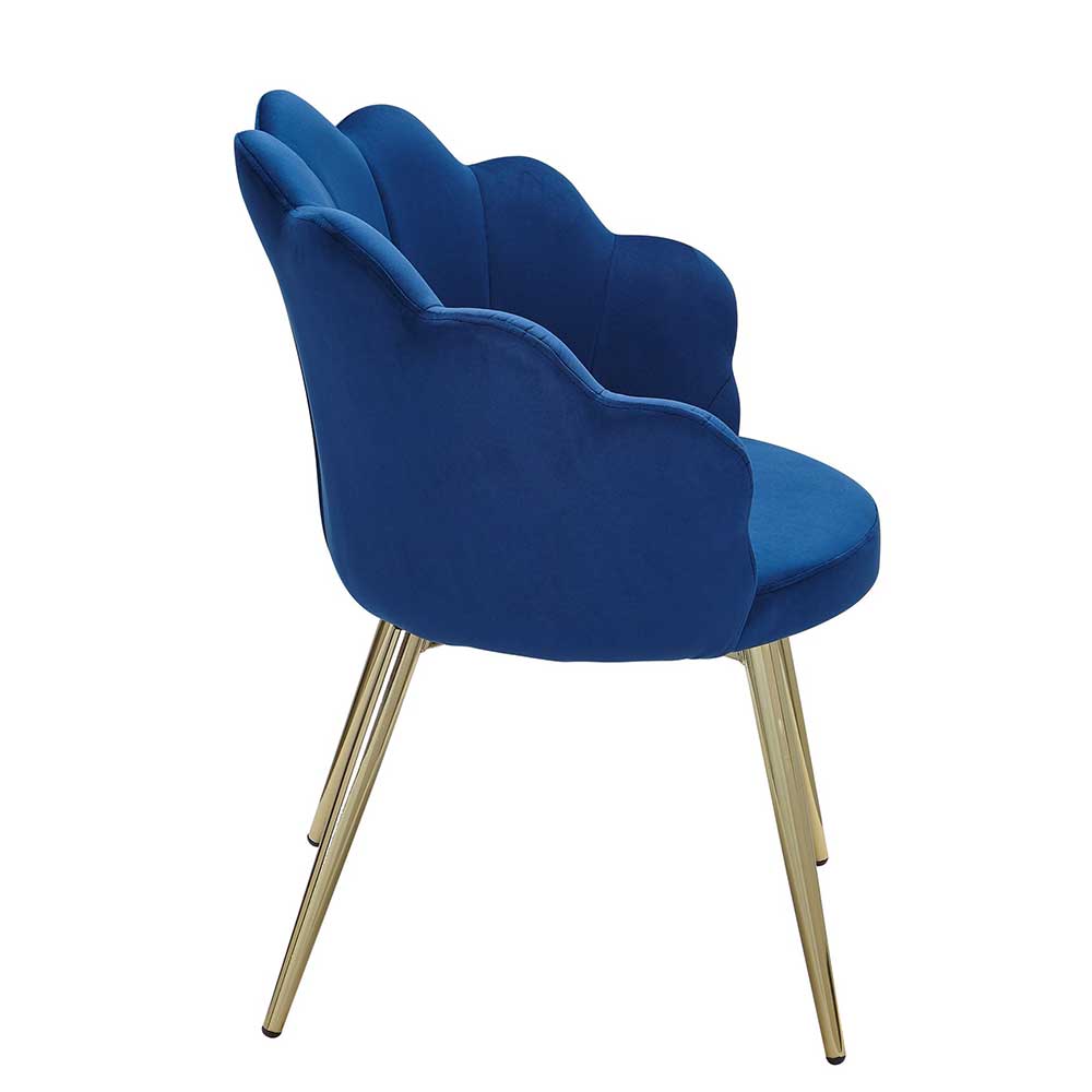 Design Esszimmerstuhl Ambrosso in Blau und Goldfarben 48 cm breit