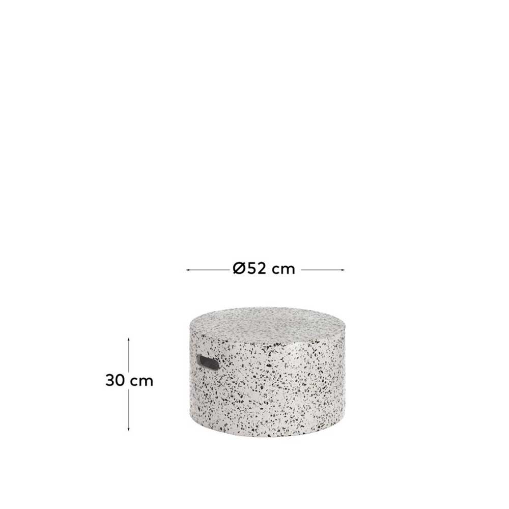 Faserzement Beistelltisch Atletico Terrazzo Weiß mit runder Tischplatte
