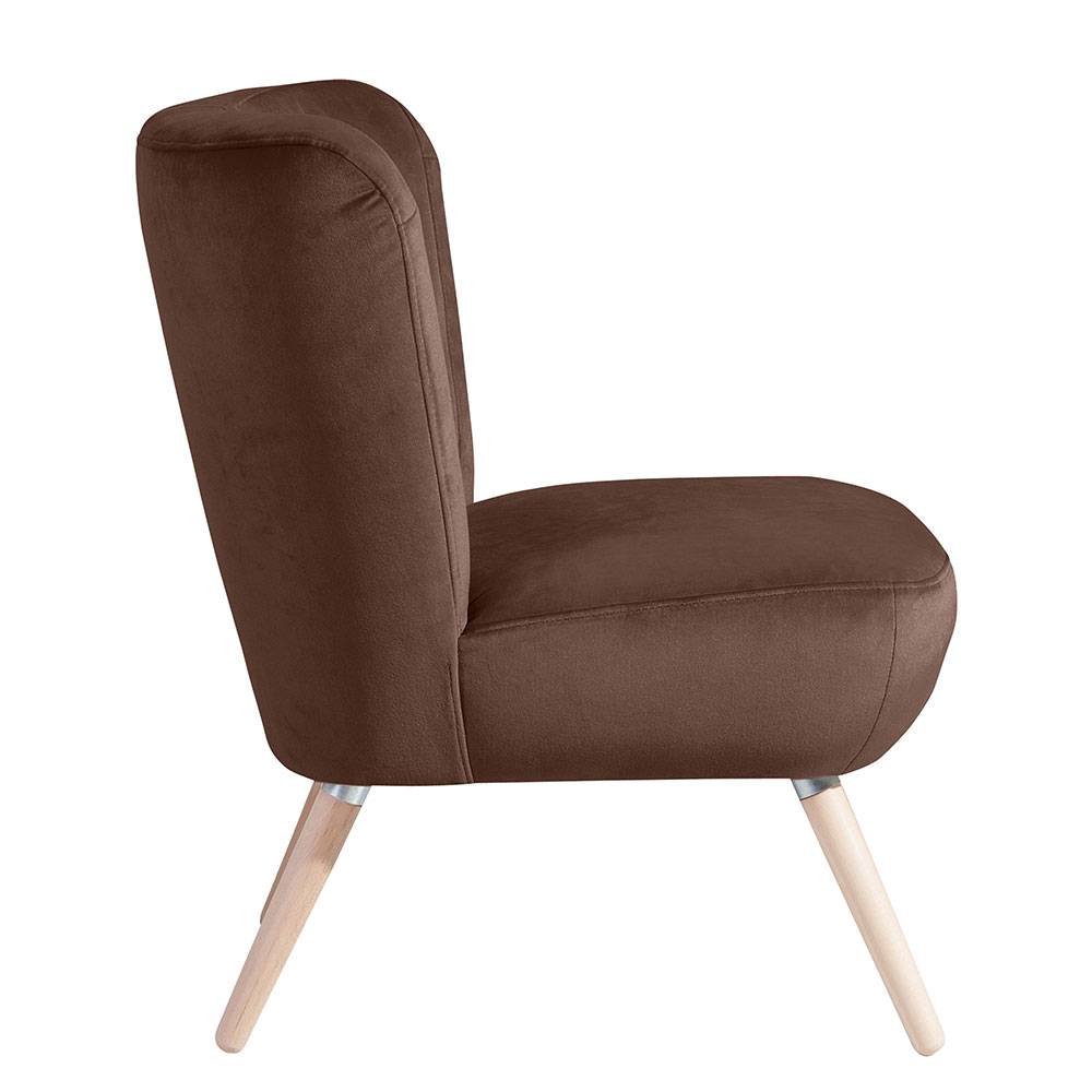 Lounge Sessel braun Retro Champion aus Samtvelours 44 cm Sitzhöhe