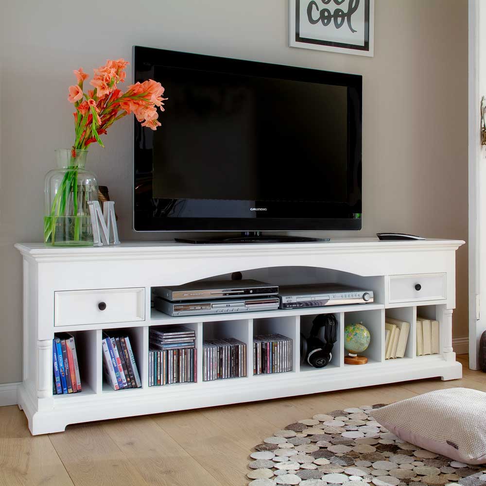 TV Board Vronato im Landhausstil Weiß 180 cm breit