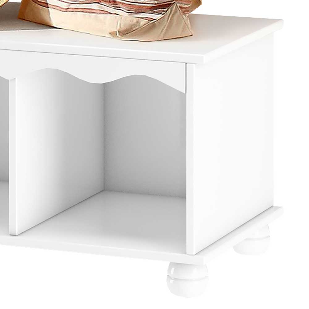 Weiße Dielenbank Sorella aus Kiefer Massivholz im Skandi Design