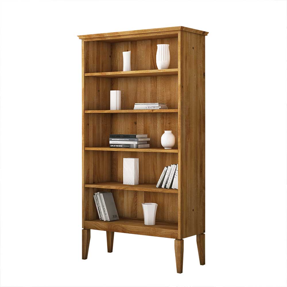 Massivholz Bücherregal Tyvoria aus Wildeiche geölt 180 cm hoch