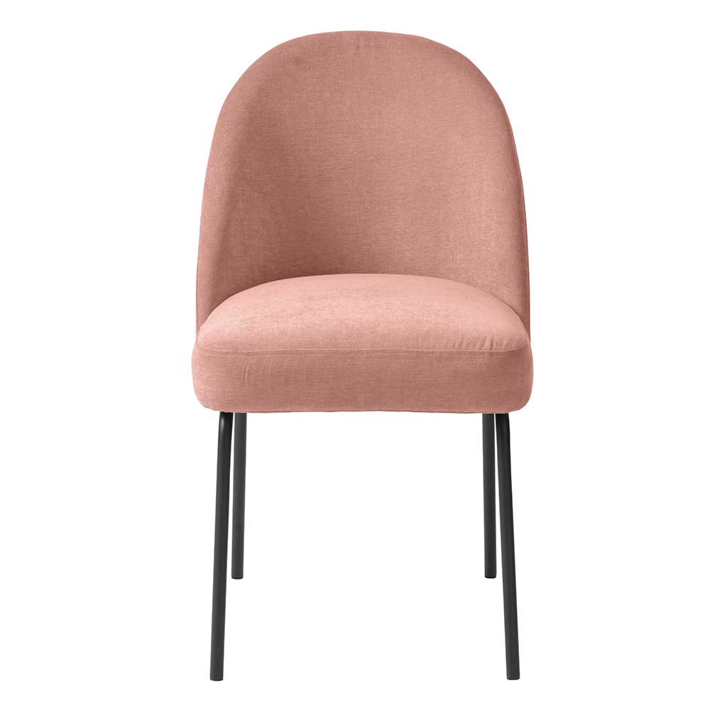 Rosa Esstisch Stühle Casmanian aus Chenillegewebe und Metall (2er Set)