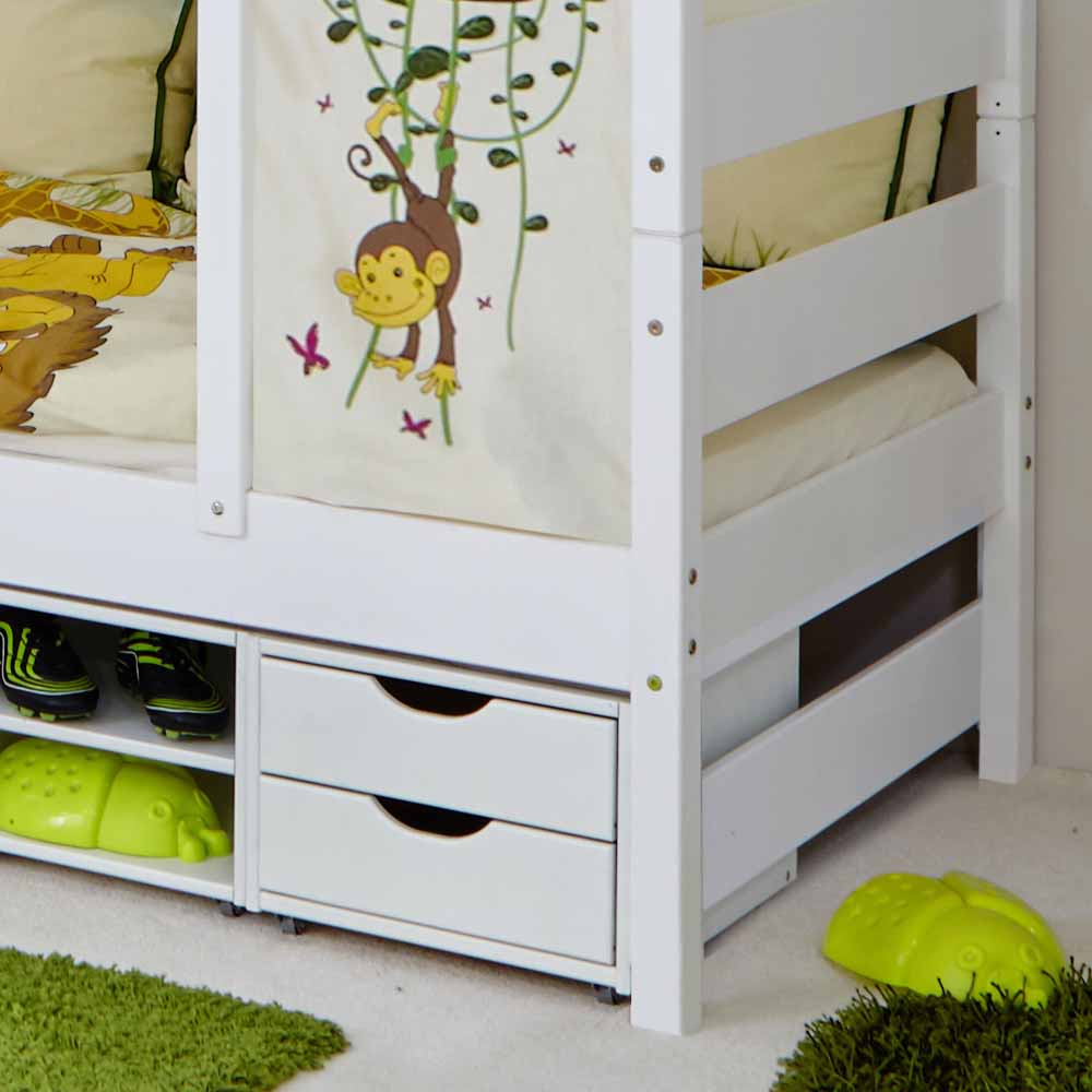 Kinderbett Senva mit Vorhang Set im Dschungel Design