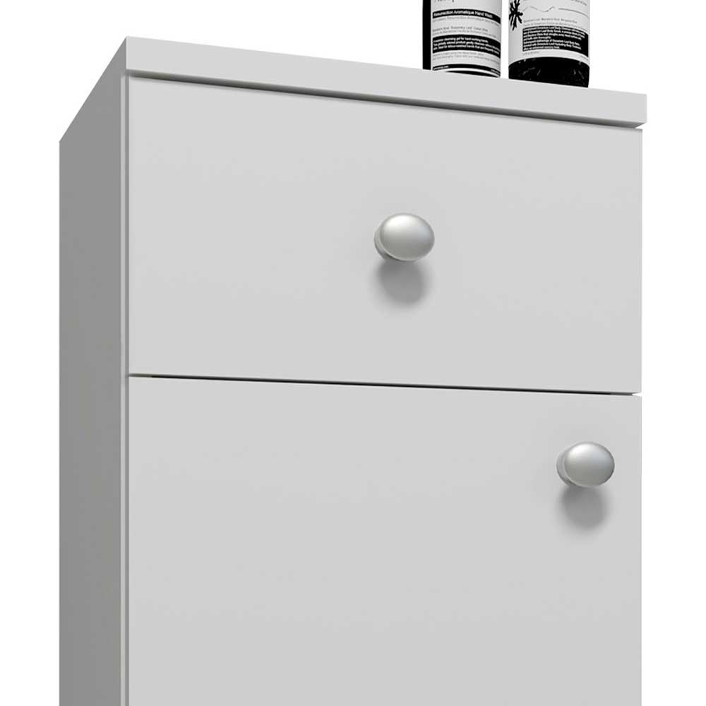 Kleiner Badschrank Osmin in Weiß mit einer Schublade und Tür