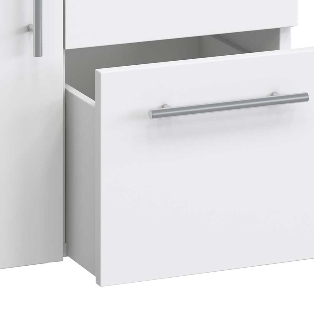 Schlichter Waschbecken Unterschrank Eli in Weiß mit zwei Schubladen und Tür