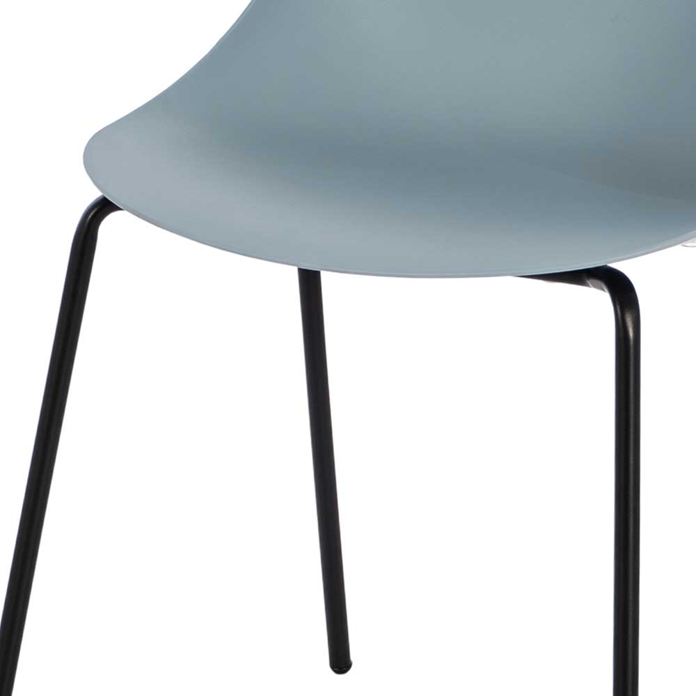 Kunststoff Esstischstühle Excellenta in Hellblau mit Metallgestell (4er Set)