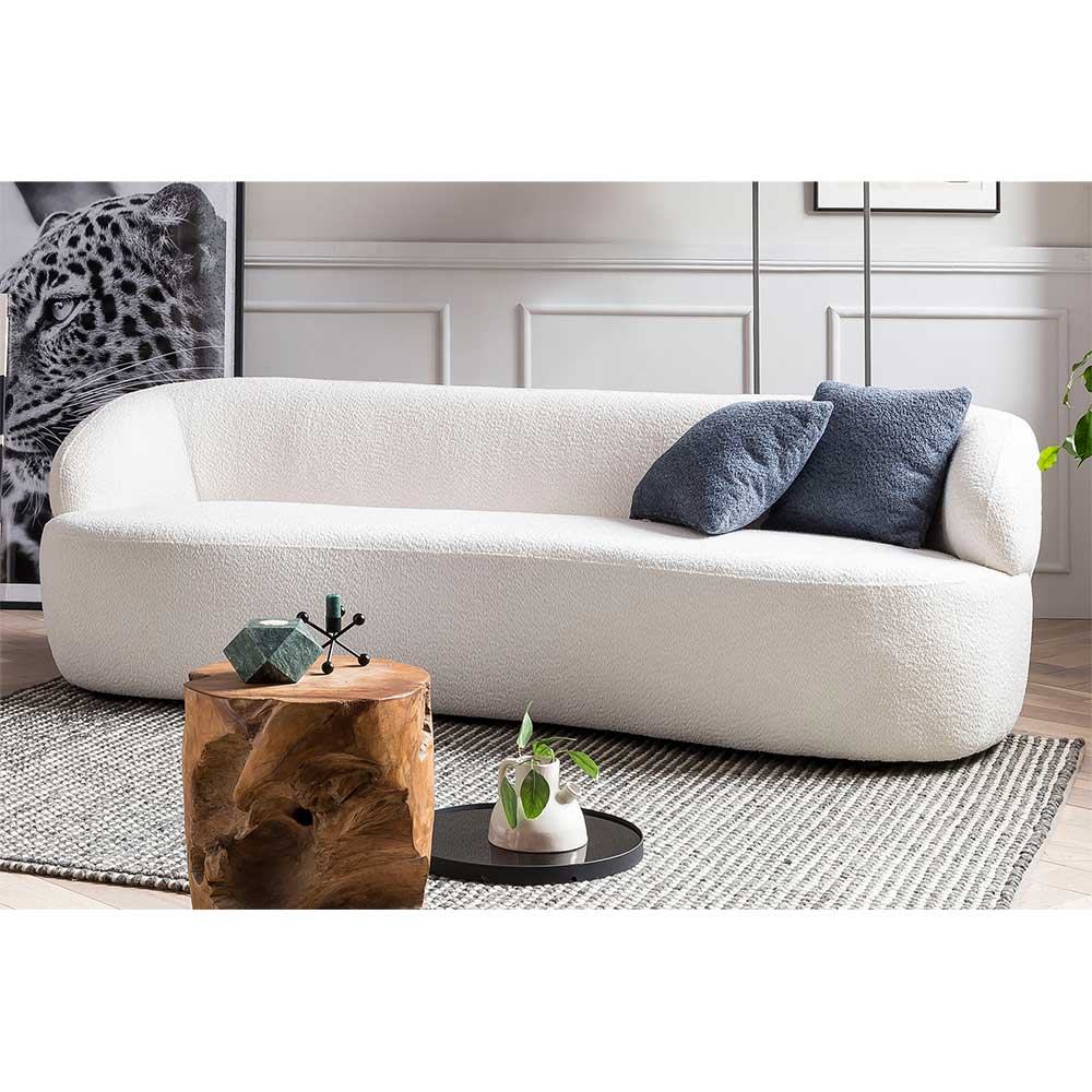 Weißes Dreisitzer Sofa Estreviu im Skandi Design 220 cm breit