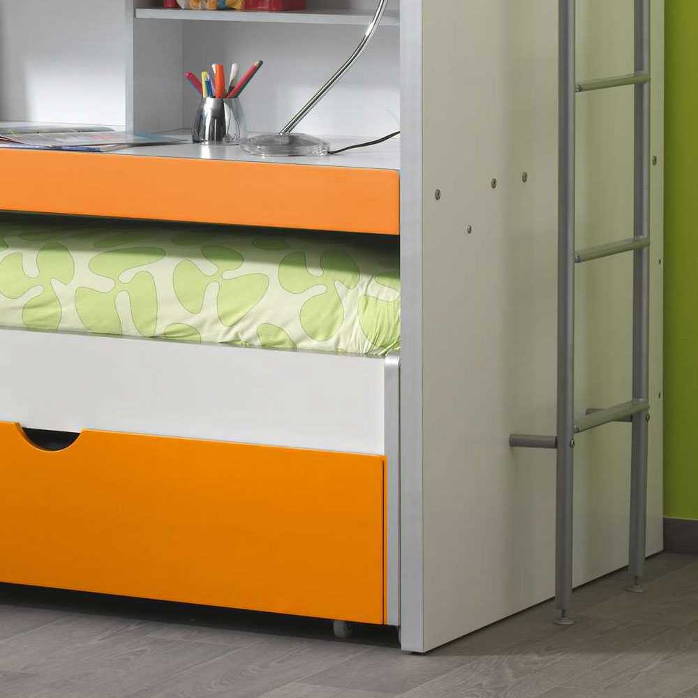 Etagenbett Orange mit Schreibtisch