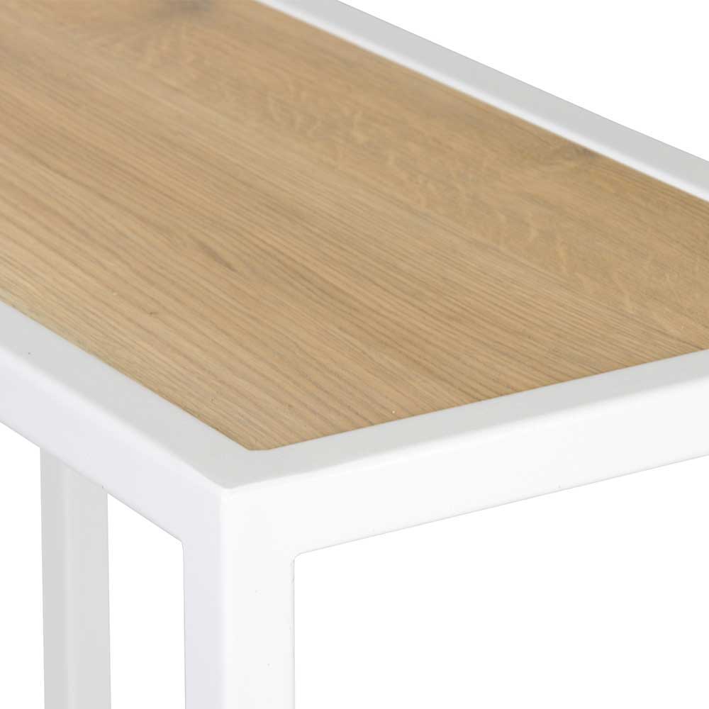 Konsolentisch Swiftas in Weiß Stahl mit massiver Tischplatte