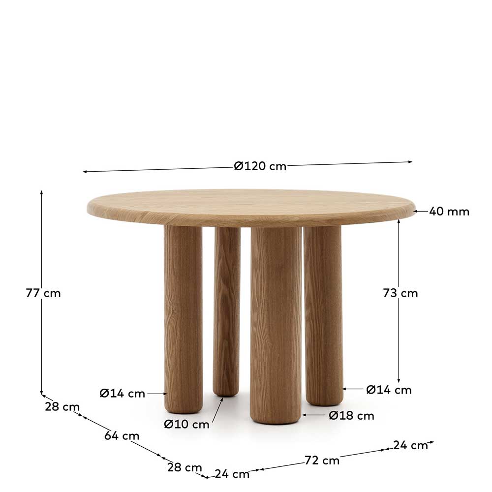 Tisch Esszimmer Titus in Eschefarben 120 cm breit