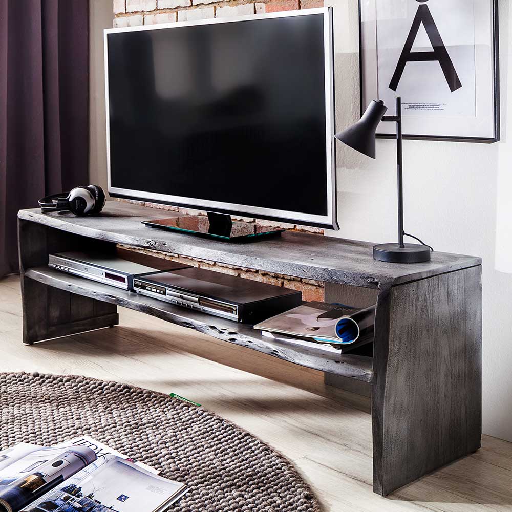 TV Board Ramira in Grau aus Akazie Massivholz