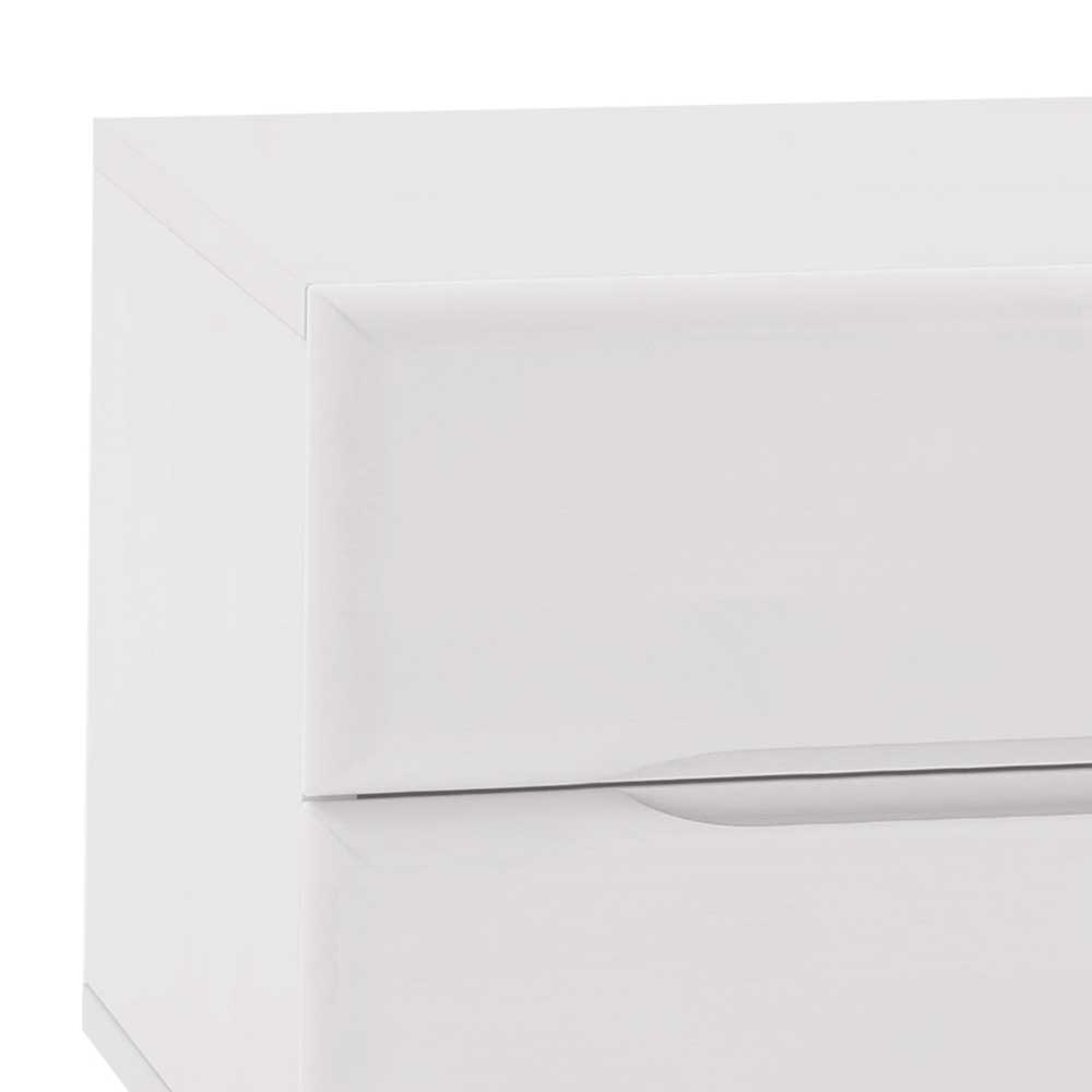 Nachtkonsole Clasina in Weiß Buche massiv mit 2 Schubladen