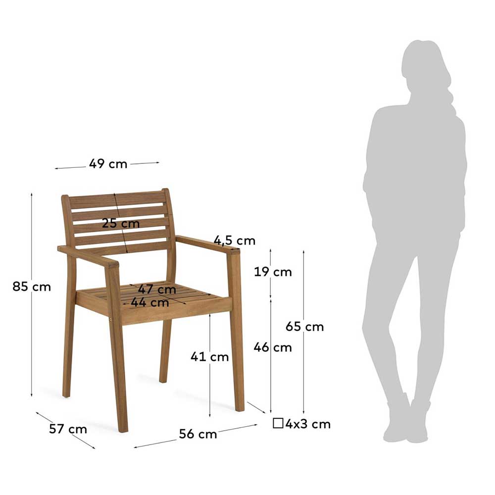 Outdoor Stühle Vatila aus Akazie Massivholz mit Armlehnen (2er Set)