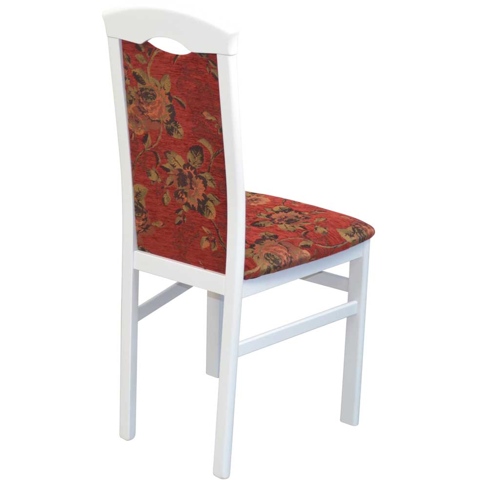 2 Stühle Corsica in modernem Design - Rot geblümt und Weiß (2er Set)