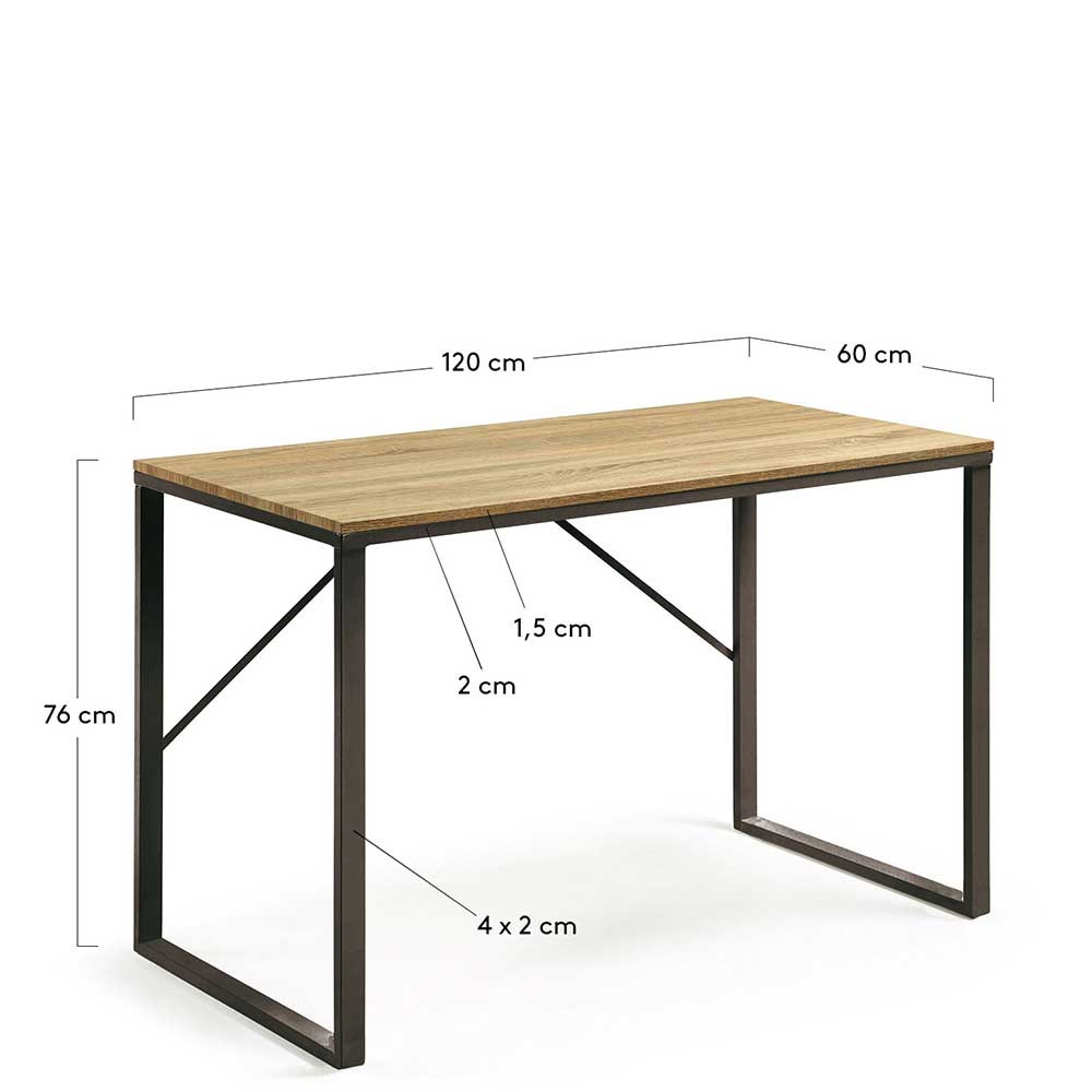 Schreibtisch Matthew 120 cm breit mit Bügelgestell