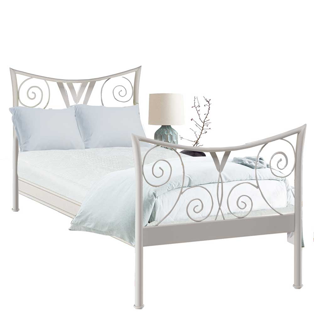 Weißes Vintage Bett Belrica aus Metall