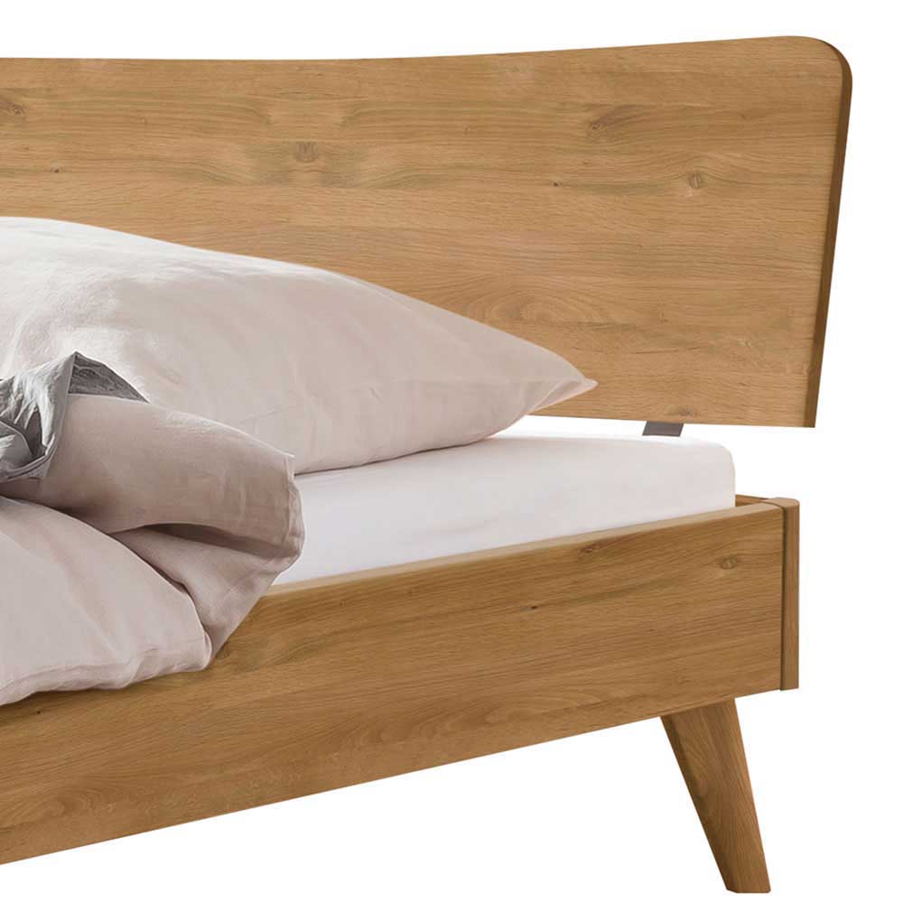 140x200 cm Bett Vadromo aus Wildeiche Massivholz geölt
